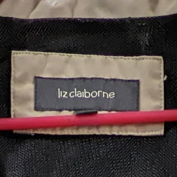 Liz Claiborne Black & Beige Lined Raincoat w/Removable Hood (LP) - Picture 2 of 11